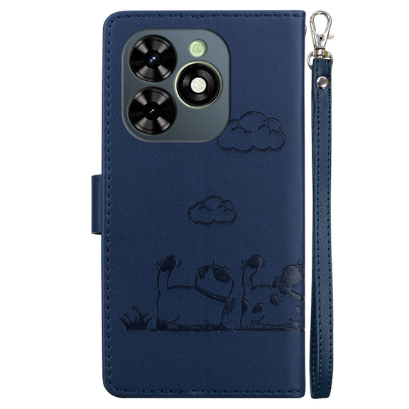For Tecno Spark Go 2024 / 20 / 20C Cute Cats RFID Leather Phone Case(Blue)