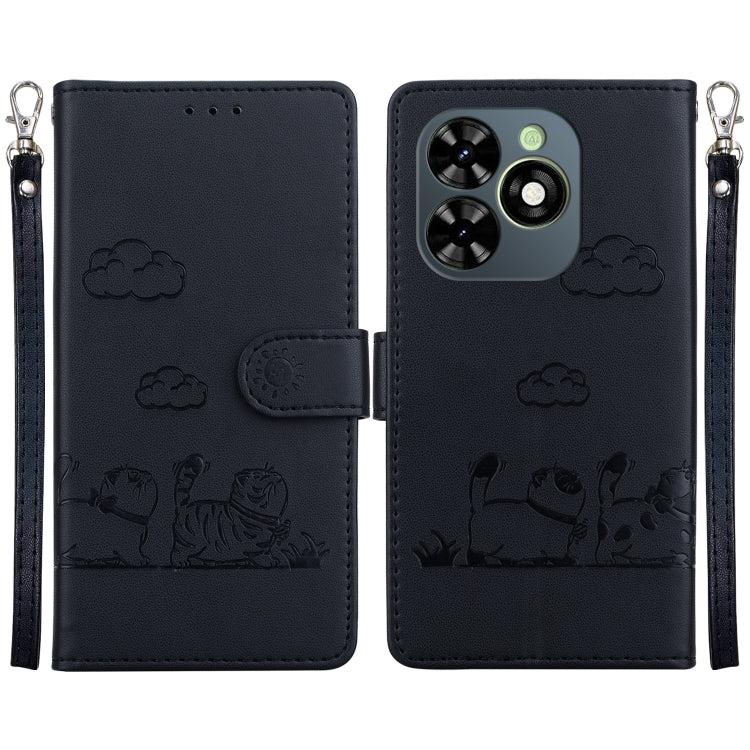For Tecno Spark Go 2024 / 20 / 20C Cute Cats RFID Leather Phone Case(Black)