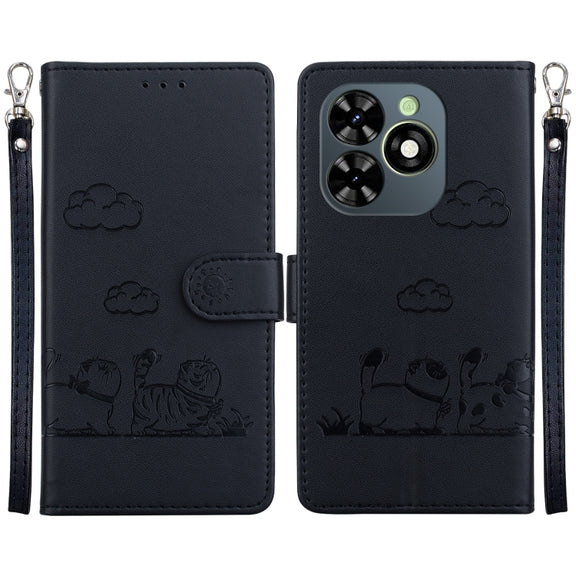For Tecno Spark Go 2024 / 20 / 20C Cute Cats RFID Leather Phone Case(Black)