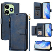 For Tecno Spark Go 2024 Multi-Card Slots Zipper Wallet Leather Phone Case(Blue)