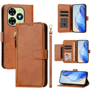 For Tecno Spark Go 2024 Multi-Card Slots Zipper Wallet Leather Phone Case(Brown)