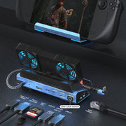 YCE-V279 10 in 1 USB-C Gaming Dock Station Hard Disk Enclosure with Detachable Fan(Blue Black)