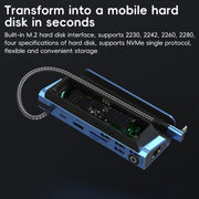 YCE-V279 10 in 1 USB-C Gaming Dock Station Hard Disk Enclosure with Detachable Fan(Blue Black)