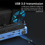YCE-V279A 9 in 1 USB-C Gaming Dock Station with Detachable Fan(Blue Black)