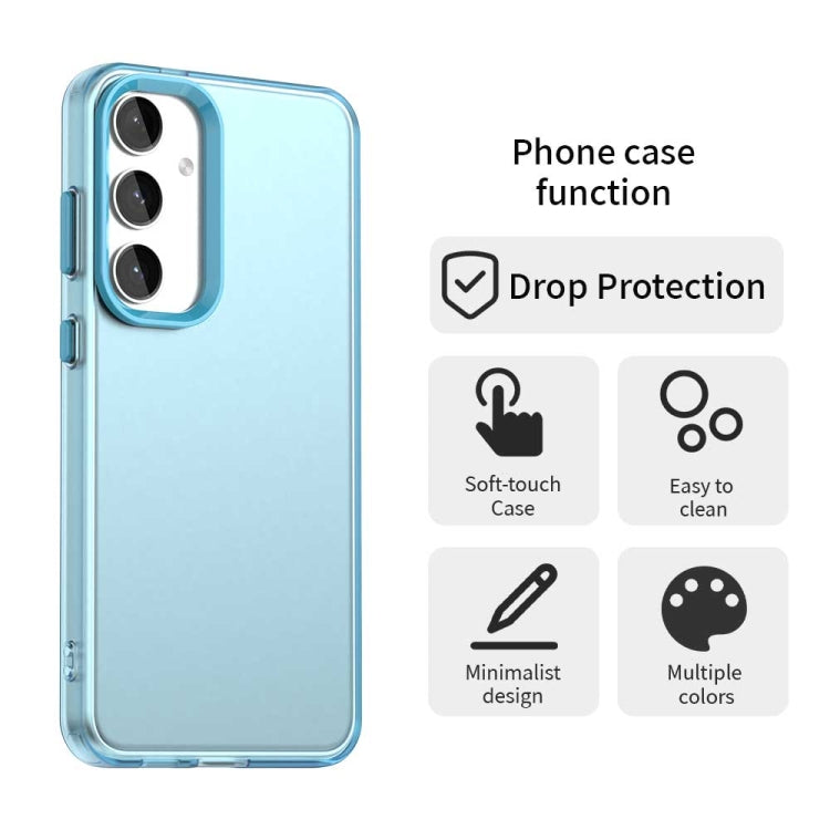 For Samsung Galaxy S25 5G Candy PC Hybrid TPU Shockproof Phone Case(Blue)