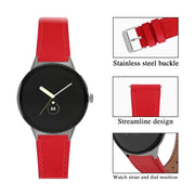 For Google Pixel Watch 3 45mm Round Tail Genuine Leather Watch Band(Red)