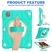For iPad Pro 11 2022 / Air 10.9 2022 Bat Hand Grip Turntable Stand Tablet Case(Mint Green White)