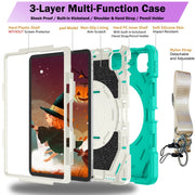 For iPad Pro 11 2022 / Air 10.9 2022 Bat Hand Grip Turntable Stand Tablet Case(Mint Green White)
