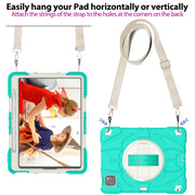 For iPad Pro 11 2022 / Air 10.9 2022 Bat Hand Grip Turntable Stand Tablet Case(Mint Green White)