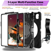 For iPad Pro 11 2022 / Air 10.9 2022 Bat Hand Grip Turntable Stand Tablet Case(Black)