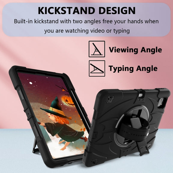 For iPad Pro 11 2022 / Air 10.9 2022 Bat Hand Grip Turntable Stand Tablet Case(Black)