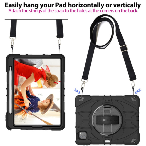 For iPad Pro 11 2022 / Air 10.9 2022 Bat Hand Grip Turntable Stand Tablet Case(Black)