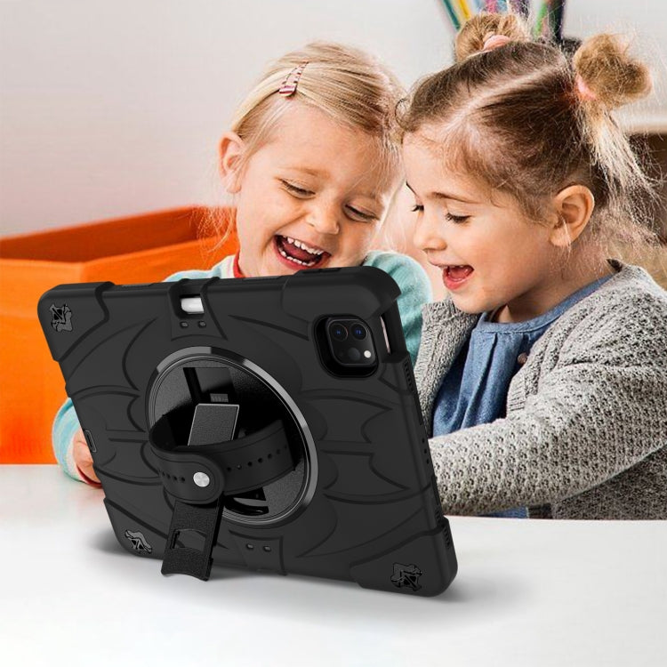 For iPad Pro 11 2022 / Air 10.9 2022 Bat Hand Grip Turntable Stand Tablet Case(Black)