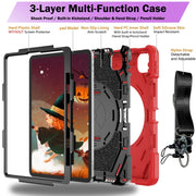 For iPad Pro 11 2022 / Air 10.9 2022 Bat Hand Grip Turntable Stand Tablet Case(Red Black)
