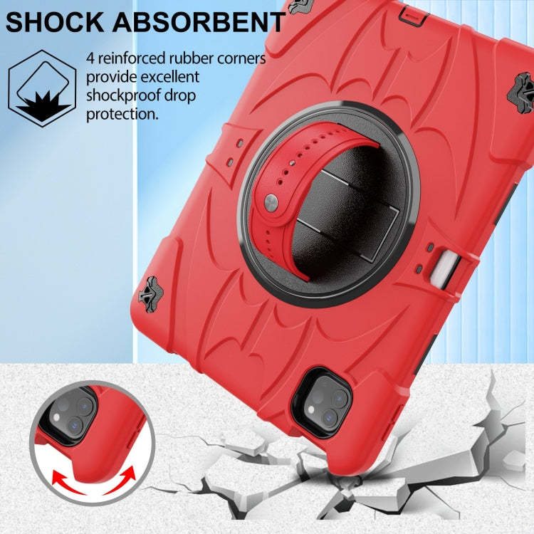 For iPad Pro 11 2022 / Air 10.9 2022 Bat Hand Grip Turntable Stand Tablet Case(Red Black)