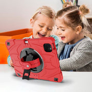 For iPad Pro 11 2022 / Air 10.9 2022 Bat Hand Grip Turntable Stand Tablet Case(Red Black)