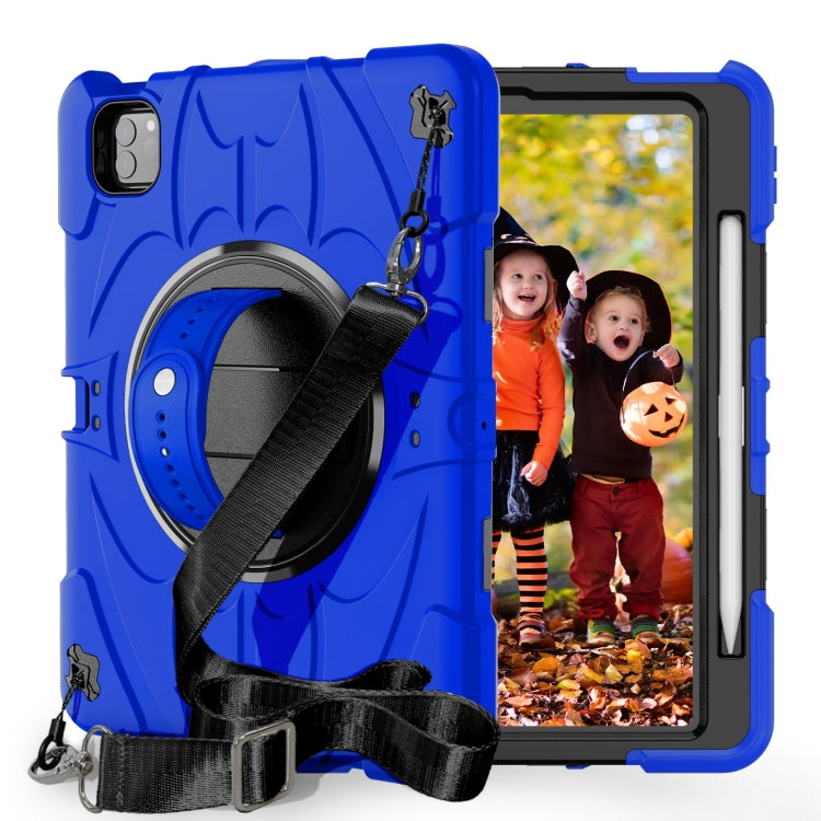 For iPad Pro 11 2022 / Air 10.9 2022 Bat Hand Grip Turntable Stand Tablet Case(Blue Black)