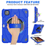 For iPad Pro 11 2022 / Air 10.9 2022 Bat Hand Grip Turntable Stand Tablet Case(Blue Black)
