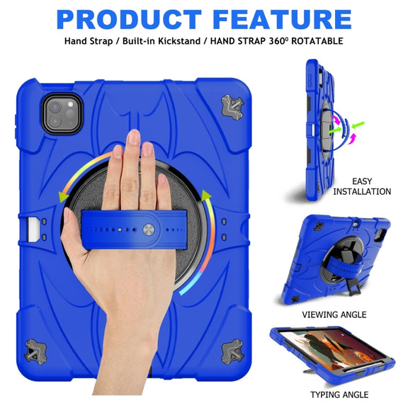 For iPad Pro 11 2022 / Air 10.9 2022 Bat Hand Grip Turntable Stand Tablet Case(Blue Black)