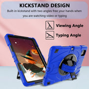 For iPad Pro 11 2022 / Air 10.9 2022 Bat Hand Grip Turntable Stand Tablet Case(Blue Black)