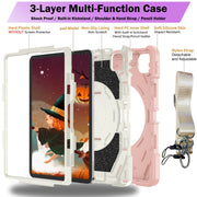 For iPad Pro 11 2022 / Air 10.9 2022 Bat Hand Grip Turntable Stand Tablet Case(Pink White)