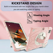 For iPad Pro 11 2022 / Air 10.9 2022 Bat Hand Grip Turntable Stand Tablet Case(Pink White)