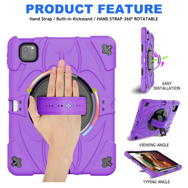 For iPad Pro 11 2022 / Air 10.9 2022 Bat Hand Grip Turntable Stand Tablet Case(Purple Black)