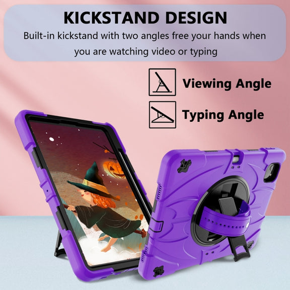 For iPad Pro 11 2022 / Air 10.9 2022 Bat Hand Grip Turntable Stand Tablet Case(Purple Black)
