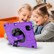 For iPad Pro 11 2022 / Air 10.9 2022 Bat Hand Grip Turntable Stand Tablet Case(Purple Black)