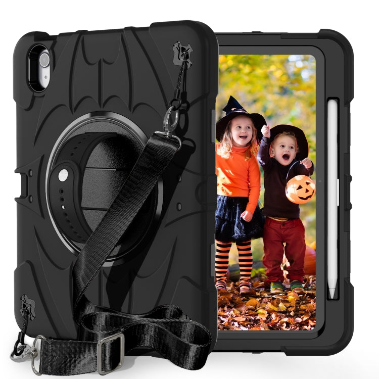 For iPad Air 11 2024 / 10.9 2022 Bat Hand Grip Turntable Stand Tablet Case(Black)