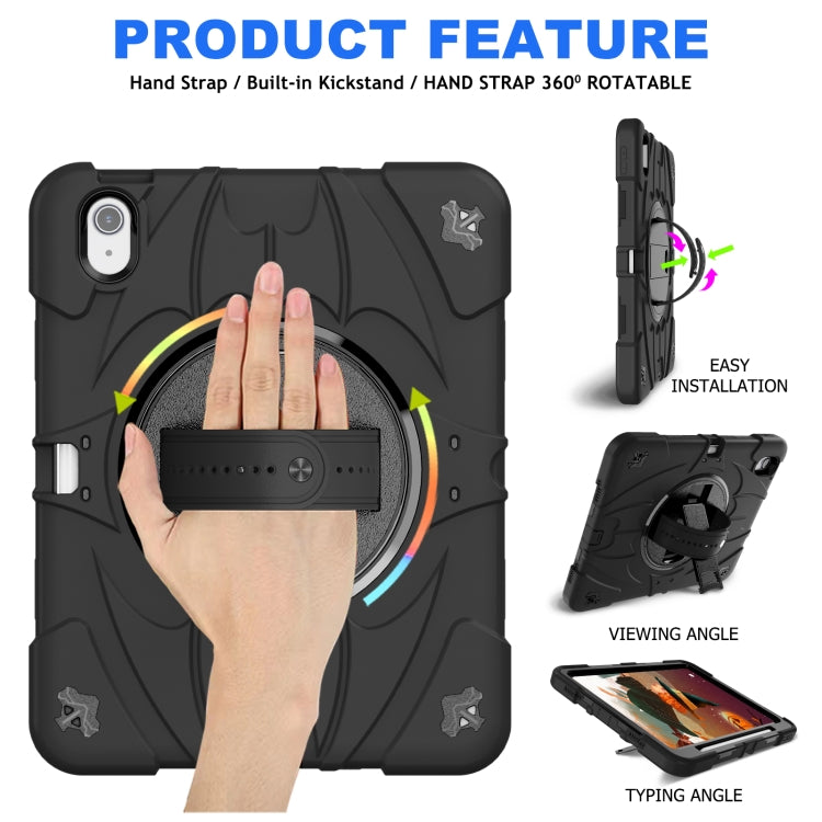For iPad Air 11 2024 / 10.9 2022 Bat Hand Grip Turntable Stand Tablet Case(Black)