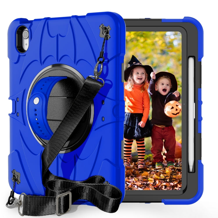 For iPad Air 11 2024 / 10.9 2022 Bat Hand Grip Turntable Stand Tablet Case(Blue Black)