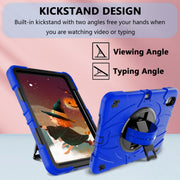 For iPad Air 11 2024 / 10.9 2022 Bat Hand Grip Turntable Stand Tablet Case(Blue Black)