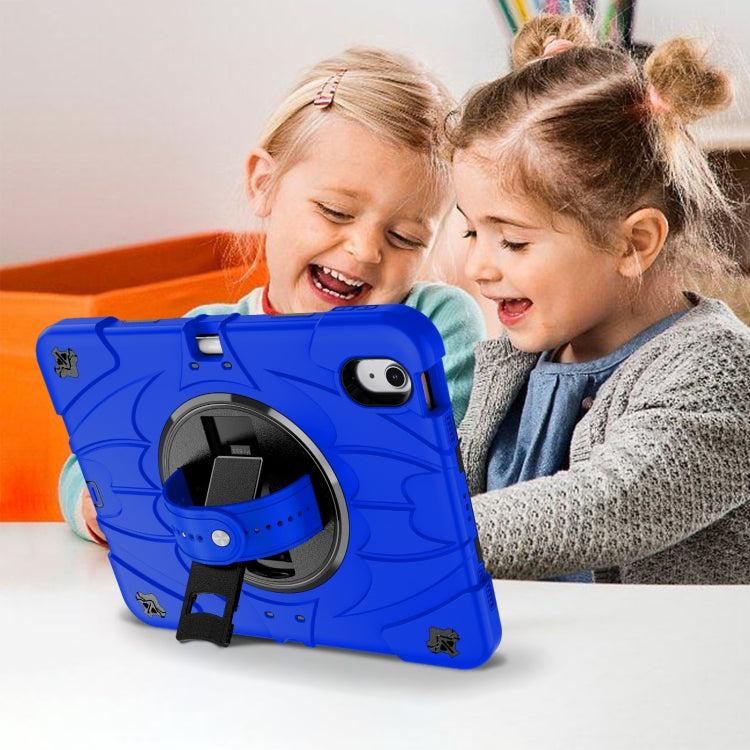For iPad Air 11 2024 / 10.9 2022 Bat Hand Grip Turntable Stand Tablet Case(Blue Black)