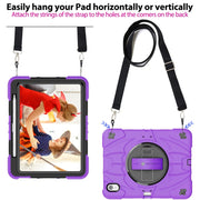 For iPad Air 11 2024 / 10.9 2022 Bat Hand Grip Turntable Stand Tablet Case(Purple Black)
