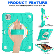 For iPad Pro 11 2024 Bat Hand Grip Turntable Stand Tablet Case(Mint Green White)