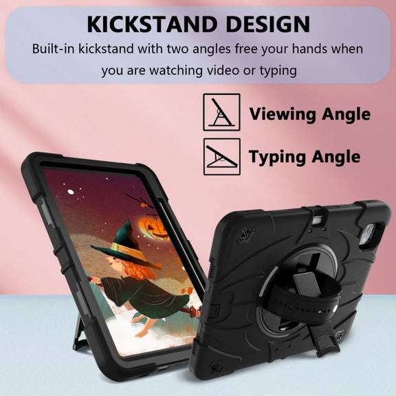 For iPad Pro 11 2024 Bat Hand Grip Turntable Stand Tablet Case(Black)