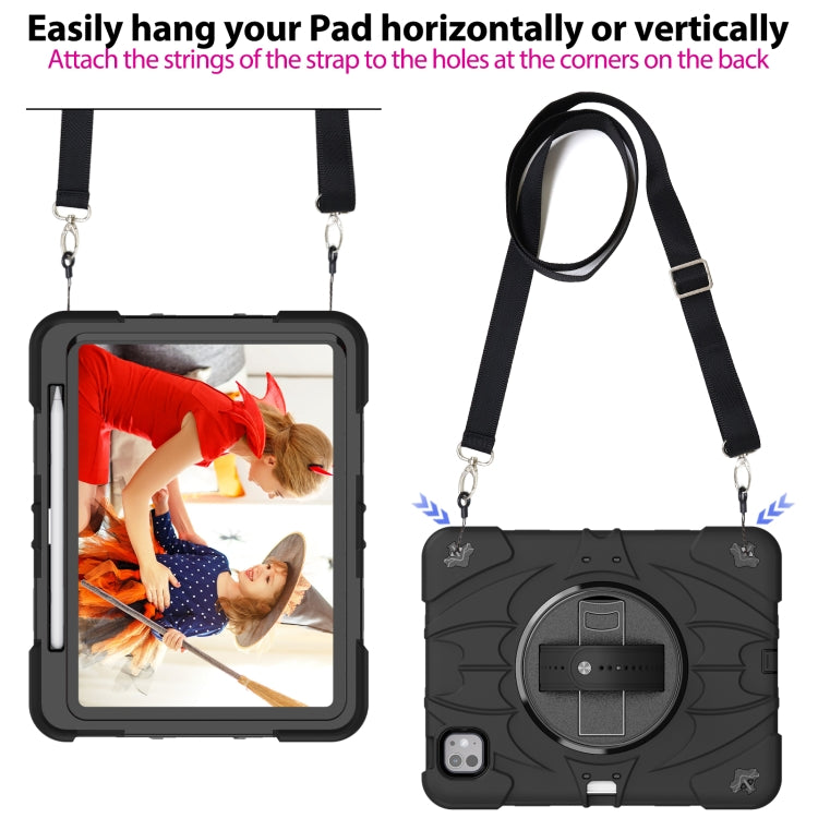 For iPad Pro 11 2024 Bat Hand Grip Turntable Stand Tablet Case(Black)