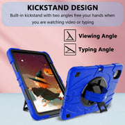 For iPad Pro 11 2024 Bat Hand Grip Turntable Stand Tablet Case(Blue Black)