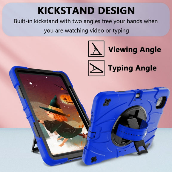 For iPad Pro 11 2024 Bat Hand Grip Turntable Stand Tablet Case(Blue Black)
