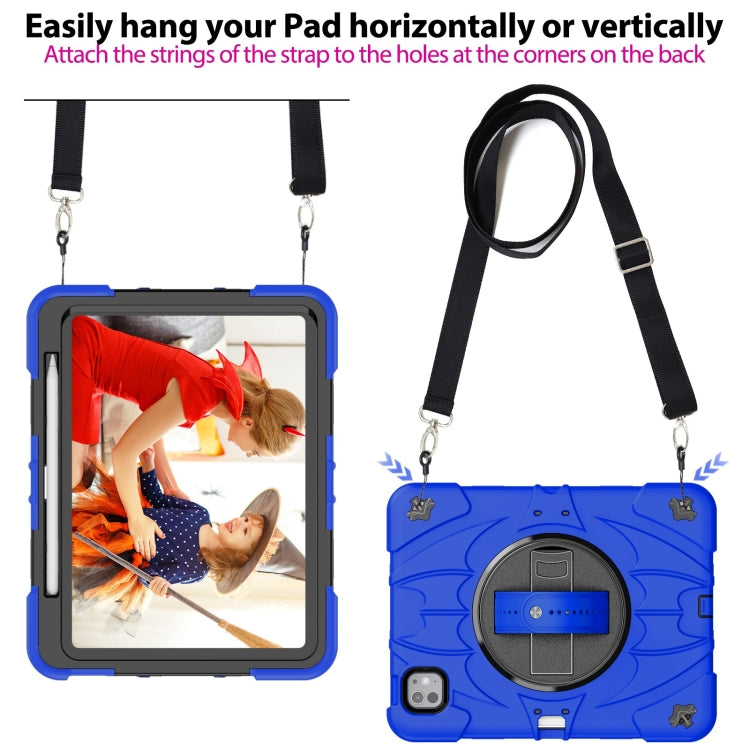 For iPad Pro 11 2024 Bat Hand Grip Turntable Stand Tablet Case(Blue Black)