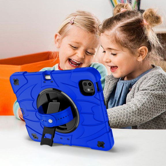For iPad Pro 11 2024 Bat Hand Grip Turntable Stand Tablet Case(Blue Black)