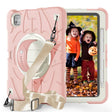 For iPad Pro 11 2024 Bat Hand Grip Turntable Stand Tablet Case(Pink White) - free shipping - PMC Jewellery - Order now!
