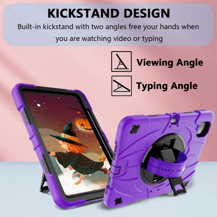 For iPad Pro 11 2024 Bat Hand Grip Turntable Stand Tablet Case(Purple Black)