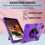 For iPad Pro 11 2024 Bat Hand Grip Turntable Stand Tablet Case(Purple Black)