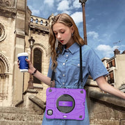 For iPad Pro 11 2024 Bat Hand Grip Turntable Stand Tablet Case(Purple Black)