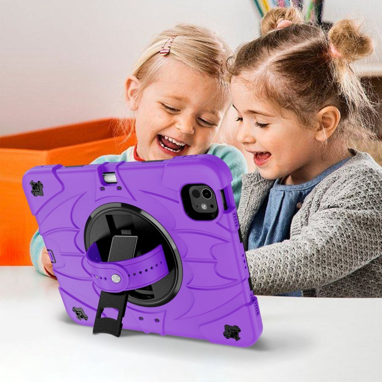 For iPad Pro 11 2024 Bat Hand Grip Turntable Stand Tablet Case(Purple Black)