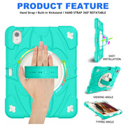 For iPad 10th Gen 10.9 2022 Bat Hand Grip Turntable Stand Tablet Case(Mint Green White)