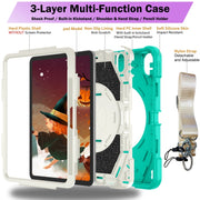 For iPad 10th Gen 10.9 2022 Bat Hand Grip Turntable Stand Tablet Case(Mint Green White)