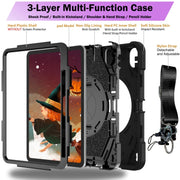 For iPad 10th Gen 10.9 2022 Bat Hand Grip Turntable Stand Tablet Case(Black)